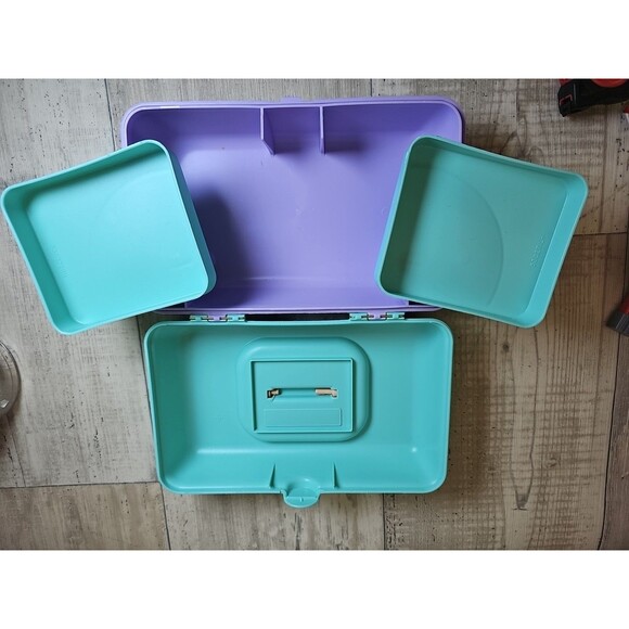 Vintage 90s Caboodles Small Makeup Organizer Case with Two Trays – Seagram Green - Picture 7 of 7